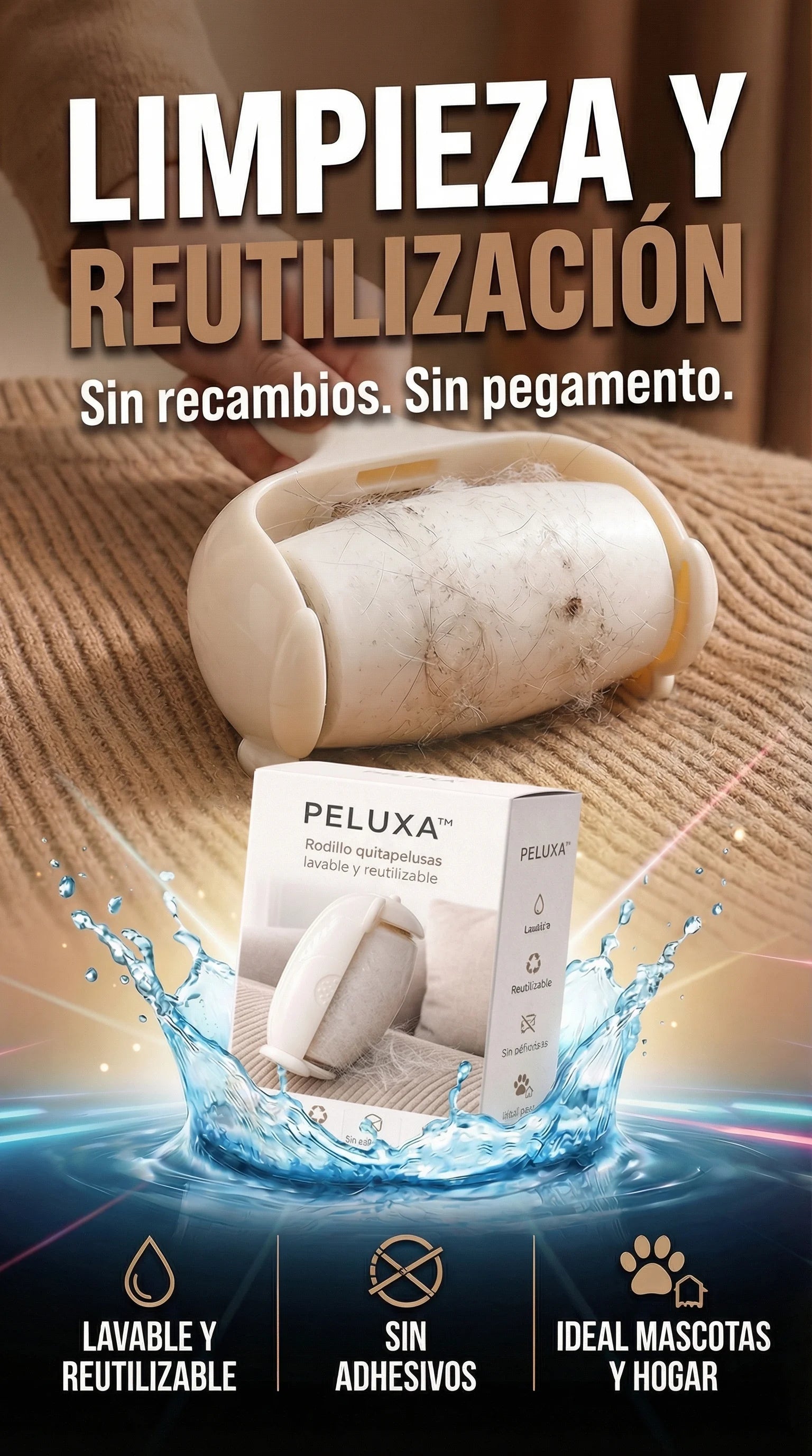 Pack rodillo quita pelusa lavable